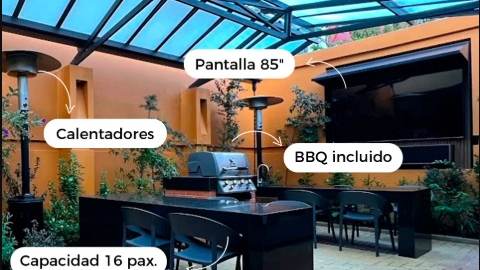 Pérgola con calentadores